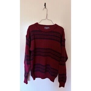 Vintage 80s 90s Woolrich Red Navy Stripe Pullover 100% Cotton Sweater Mens Sz Sm